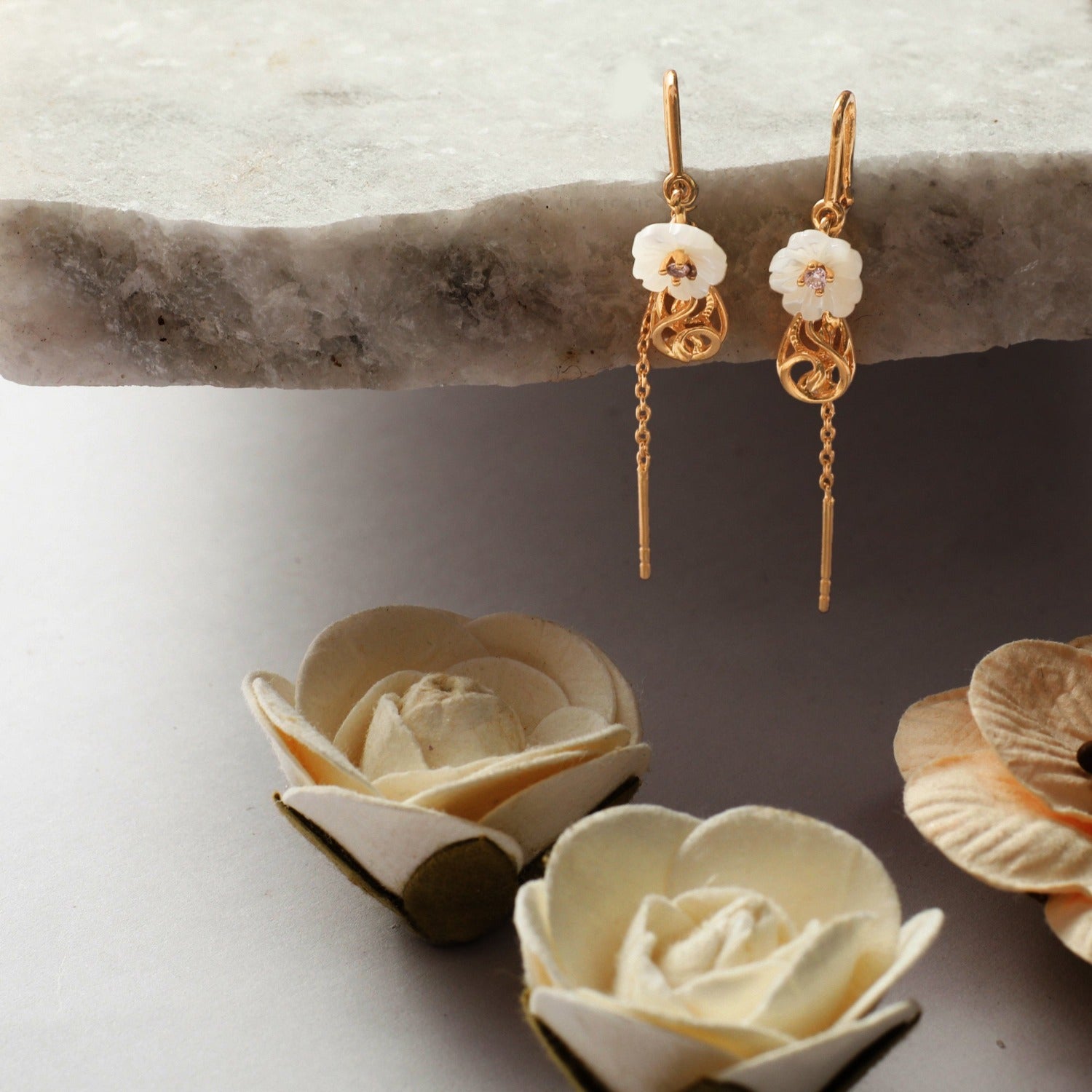 1pair Simple 925 Silver Hollow Out Rose Flower Threader Earrings, Delicate  Tassel Dangle Earrings, Elegant Valentine's Day Gift For Girls | SHEIN